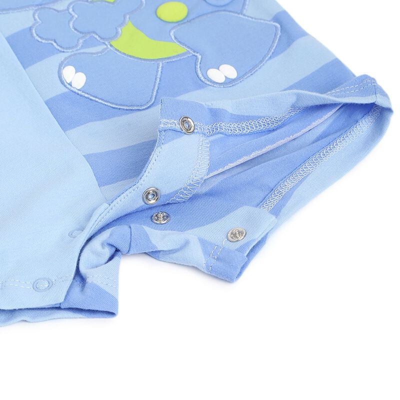 Boys Medium Light Blue Printed Short Sleeve Romper image number null